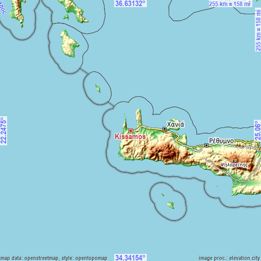 Topographic map of Kíssamos