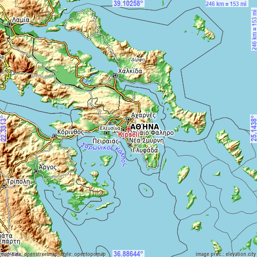 Topographic map of Kipséli