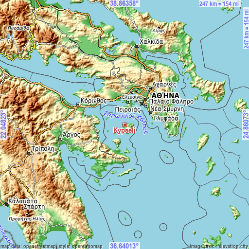 Topographic map of Kypséli