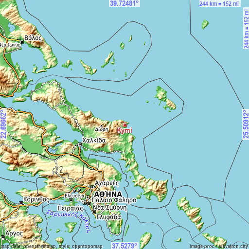 Topographic map of Kými