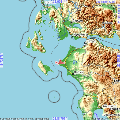 Topographic map of Kyllíni