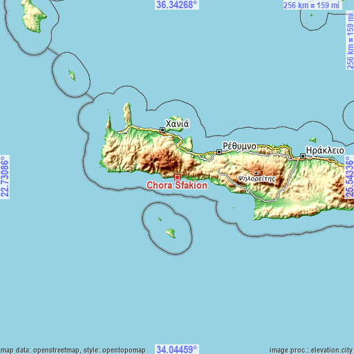 Topographic map of Chóra Sfakíon