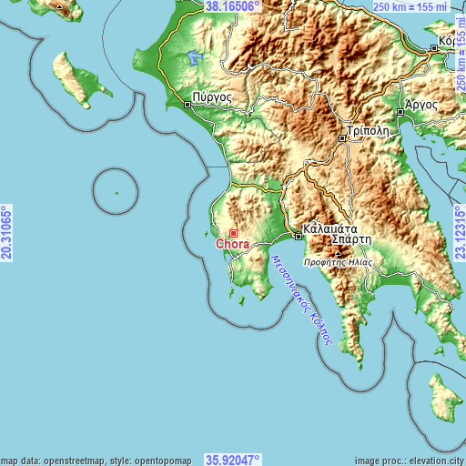 Topographic map of Chóra