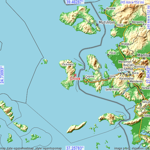 Topographic map of Chios