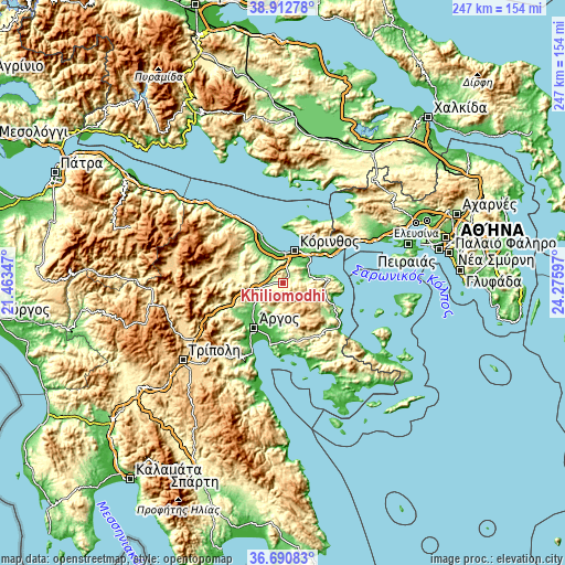 Topographic map of Khiliomódhi