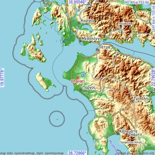 Topographic map of Chávari