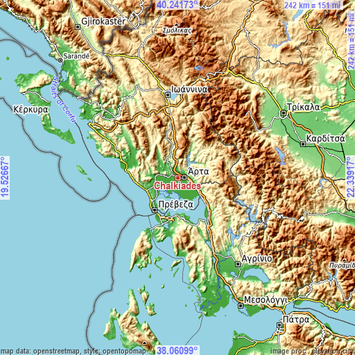 Topographic map of Chalkiádes