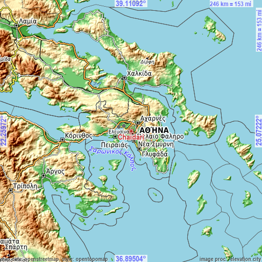 Topographic map of Chaïdári