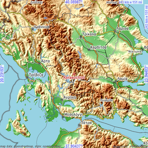 Topographic map of Kerasochóri