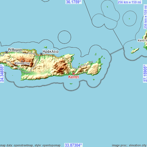 Topographic map of Kentrí