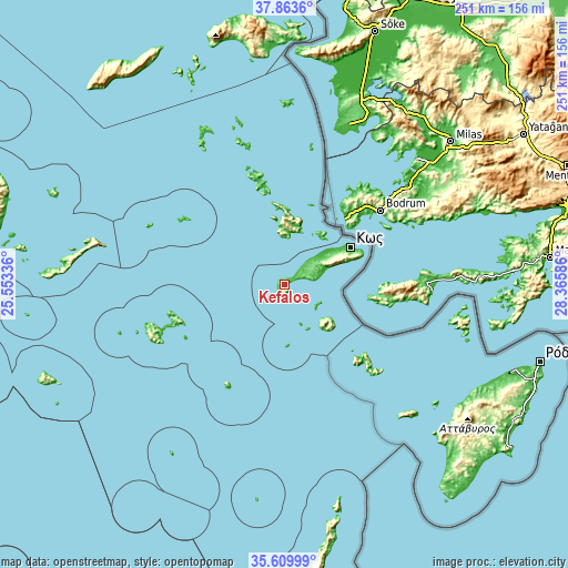 Topographic map of Kéfalos