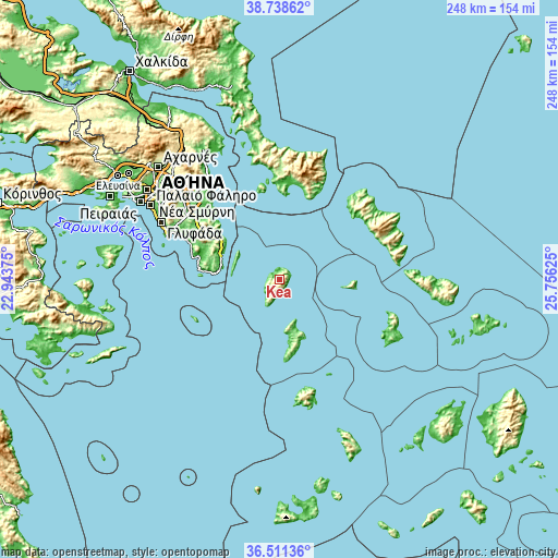 Topographic map of Kéa