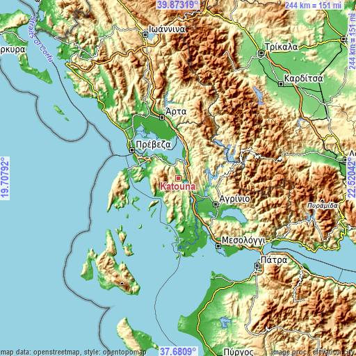 Topographic map of Katoúna