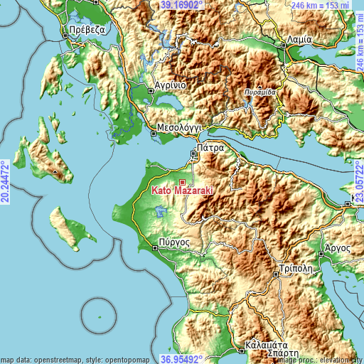 Topographic map of Káto Mazaráki