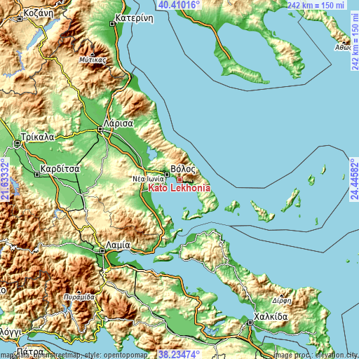 Topographic map of Káto Lekhónia