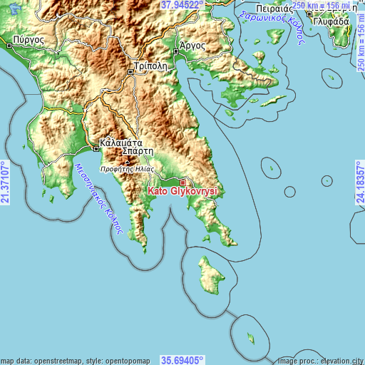 Topographic map of Káto Glykóvrysi