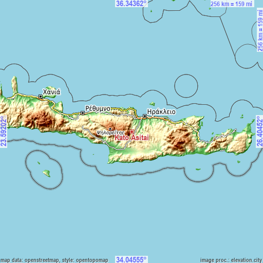 Topographic map of Káto Asítai