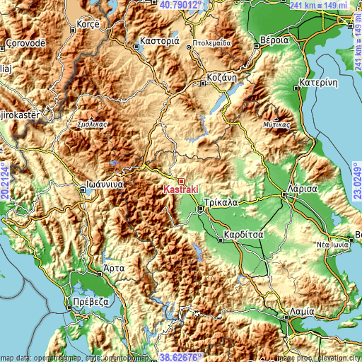 Topographic map of Kastráki