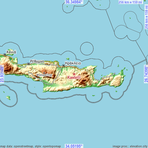 Topographic map of Kastélli