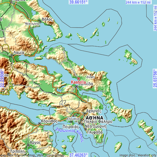 Topographic map of Kastélla