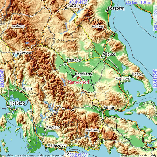 Topographic map of Karpochóri