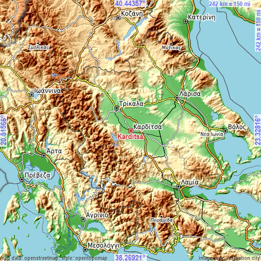 Topographic map of Kardítsa