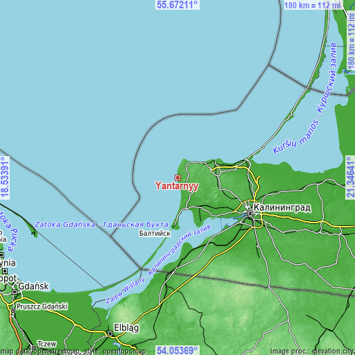 Topographic map of Yantarnyy