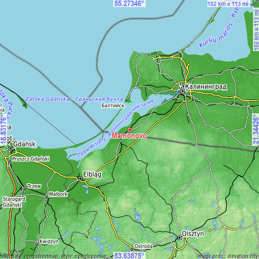 Topographic map of Mamonovo