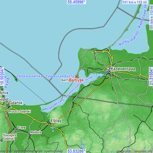 Topographic map of Baltiysk