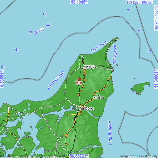 Topographic map of Vrå