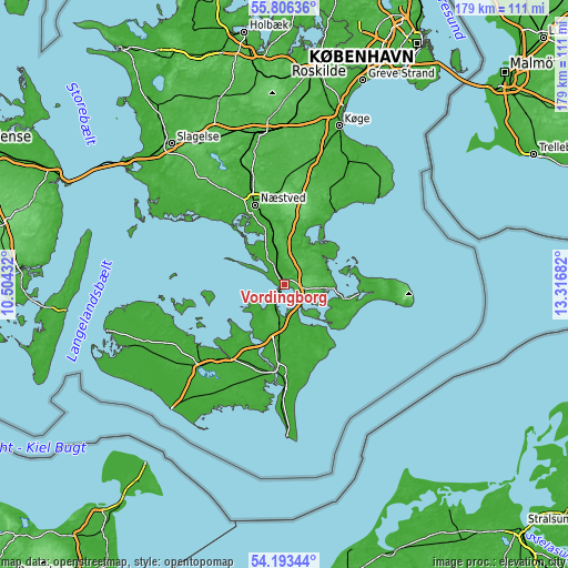 Topographic map of Vordingborg