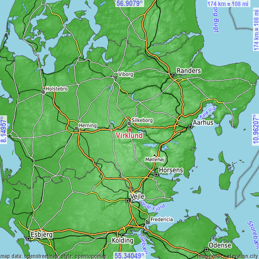 Topographic map of Virklund