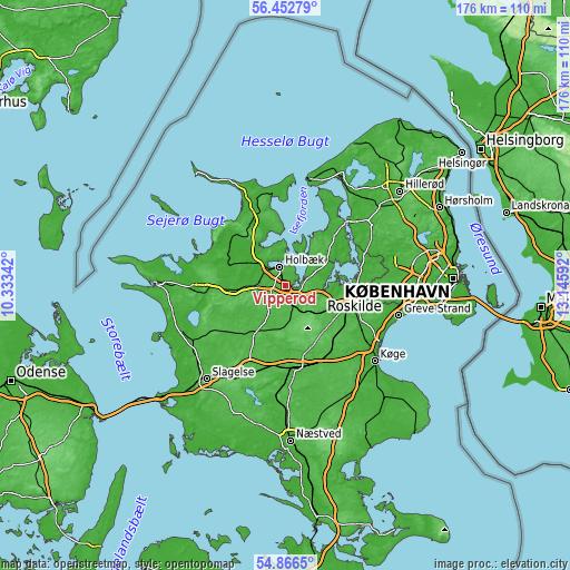 Topographic map of Vipperød