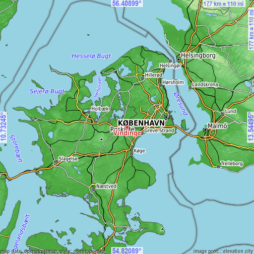 Topographic map of Vindinge