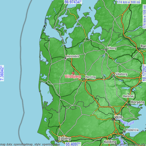 Topographic map of Vildbjerg