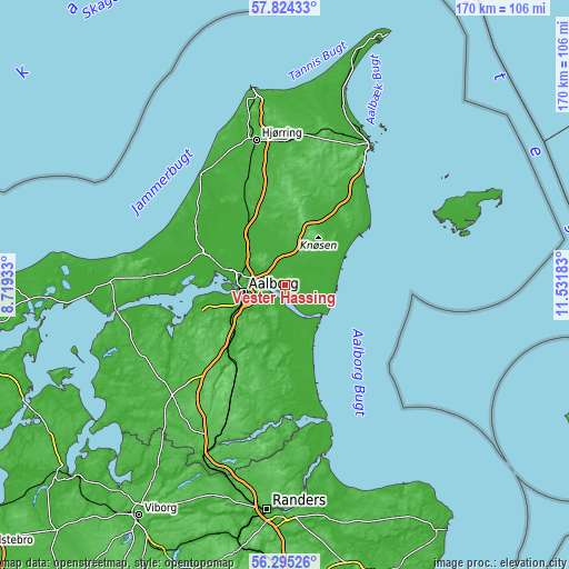 Topographic map of Vester Hassing