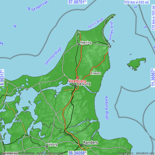 Topographic map of Vestbjerg