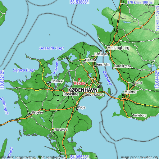 Topographic map of Veksø