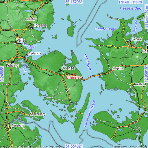 Topographic map of Ullerslev