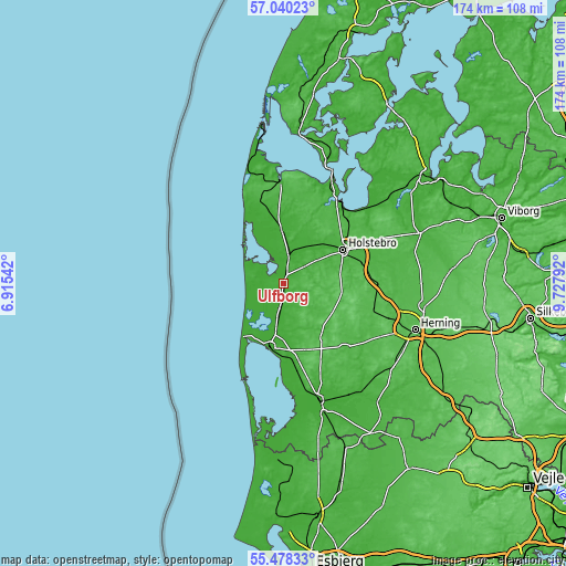 Topographic map of Ulfborg