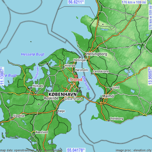 Topographic map of Trørød