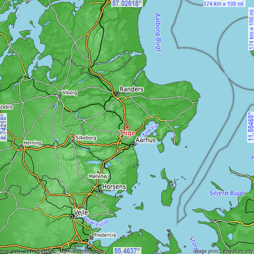 Topographic map of Trige