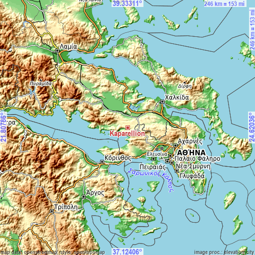 Topographic map of Kaparéllion