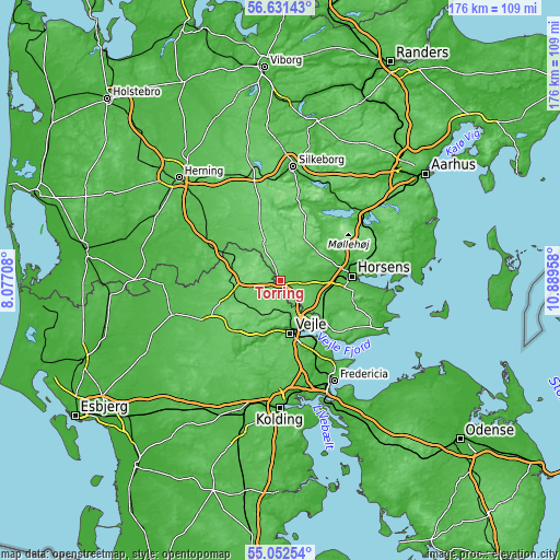 Topographic map of Tørring