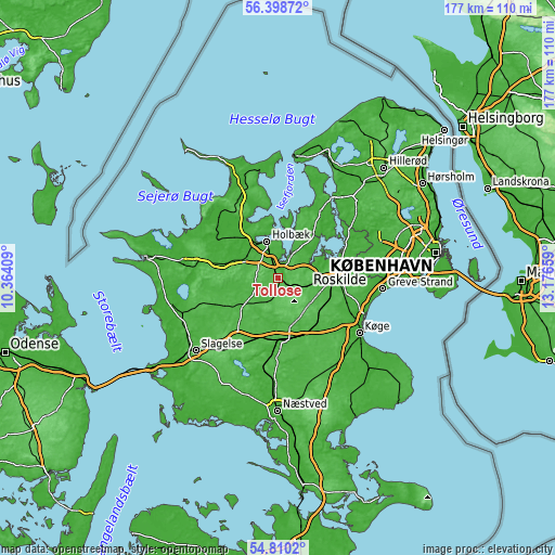 Topographic map of Tølløse
