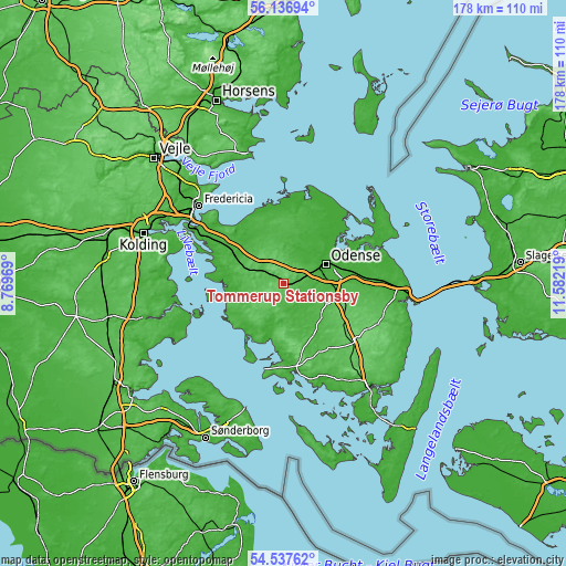 Topographic map of Tommerup Stationsby