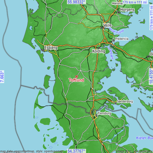 Topographic map of Toftlund