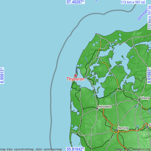 Topographic map of Thyborøn