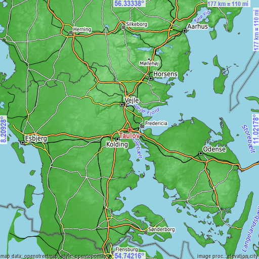 Topographic map of Taulov