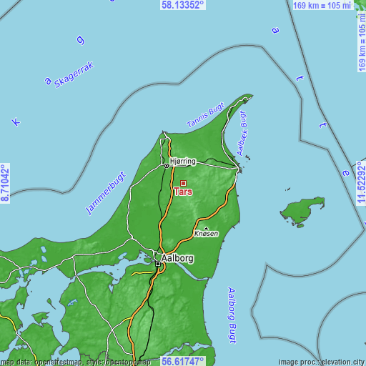 Topographic map of Tårs